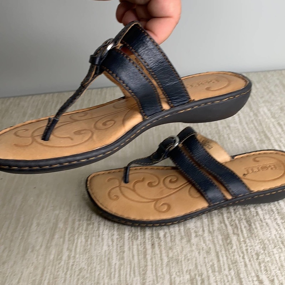 BORN BLACK BROWN LEATHER SANDALS SIZE 8 - Picture 6 of 8